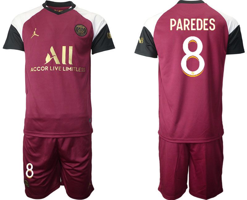 Men 2020-2021 club Paris St German away #8 red Soccer Jerseys->soccer dust mask->Sports Accessory